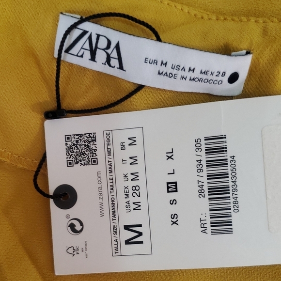NWT Zara Midi Satin Effect Slip Dress Summer Mustard Yellow Gold Size M - Picture 12 of 15